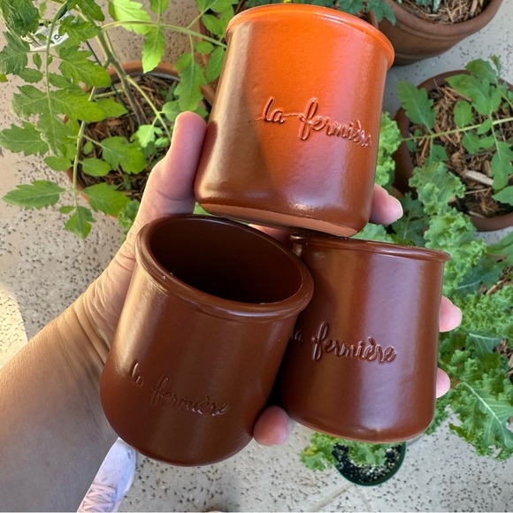 La Fermiere set of 3 chocolate brown terra-cotta pots￼ - Picture 2 of 7